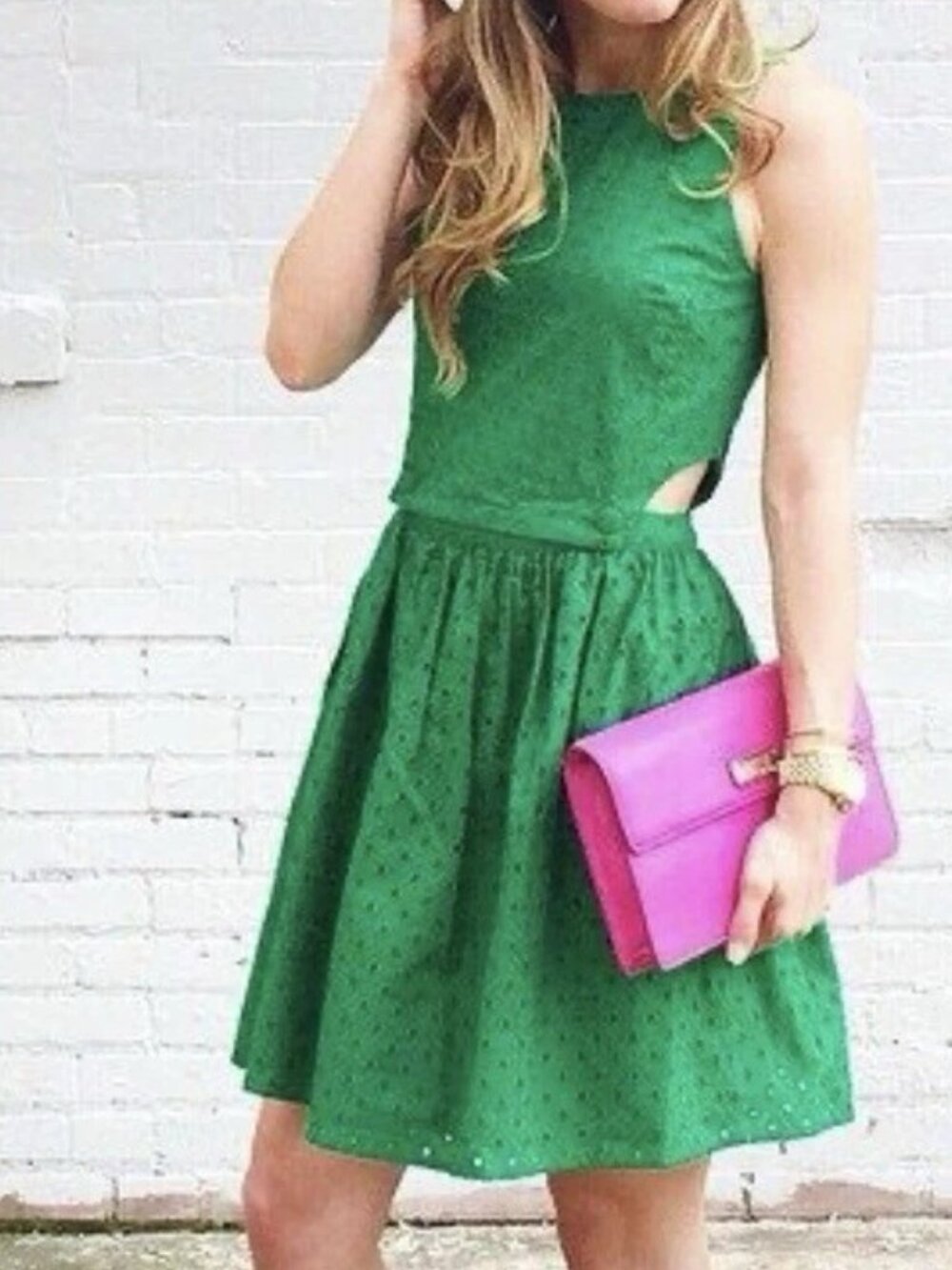 TOP SHOP NWT sz 2 GREEN EYELET Twirl Dress